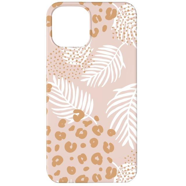Custom iPhone 11 Cases: Palm Leaves and Animal Panther Spots - Beige, Silicone Liner Case, Matte Finish, Pink, Bright Pink