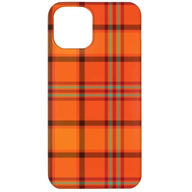 Custom iPhone 11 Cases: Orange With Black Plaid, Slim Case, Matte Finish, Orange