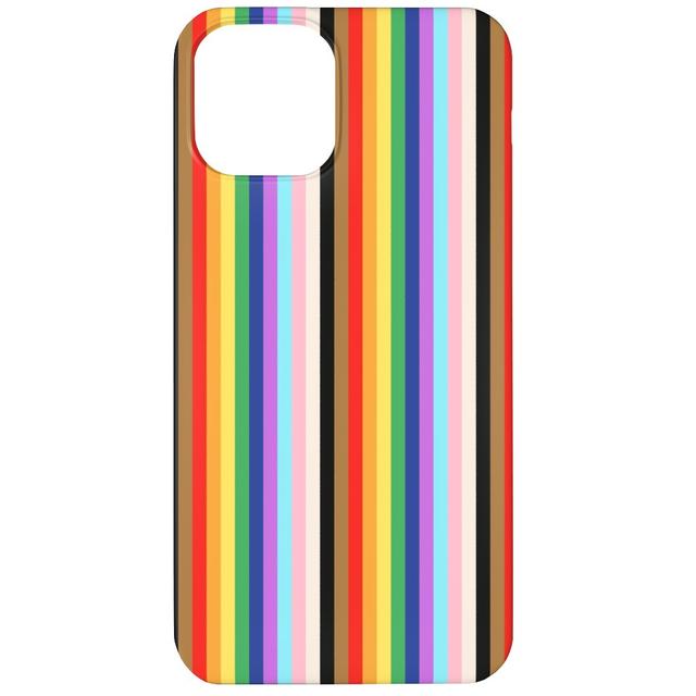 Custom iPhone 12 Cases: Lgbtq Stripes - Rainbow Pride Flag - Vertical, Silicone Liner Case, Matte Finish, Multicolor