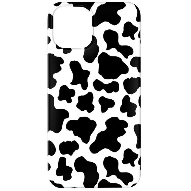 Custom iPhone 12 Cases: Cow Print - Black and White, Slim Case, Matte Finish, Black