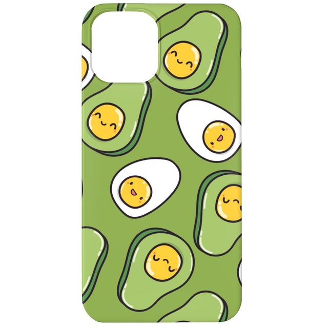 Custom iPhone 12 Cases: Cute Egg and Avocado - Green, Slim Case, Matte Finish, Green, Classic Green