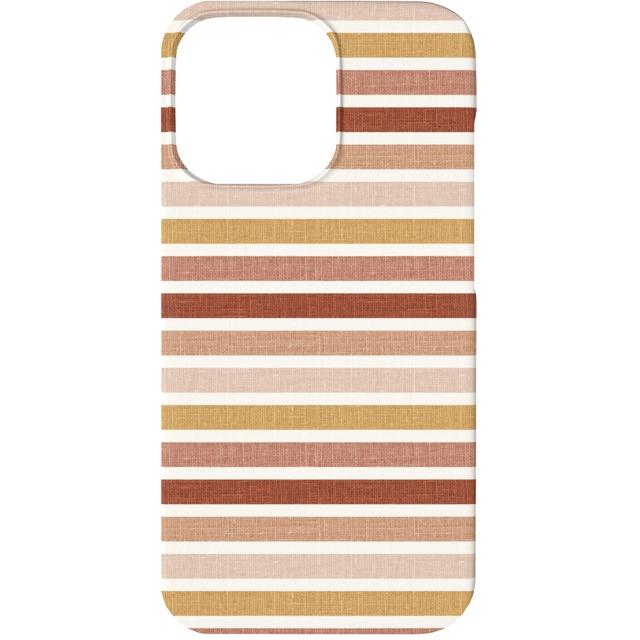 Custom iPhone 13 Cases: Retro Stripes - Pink on Faux Linen, Slim Case, Matte Finish, Pink, Bright Pink