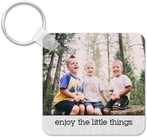 Square Key Chains: Enjoy Family Time, Gray, smoke