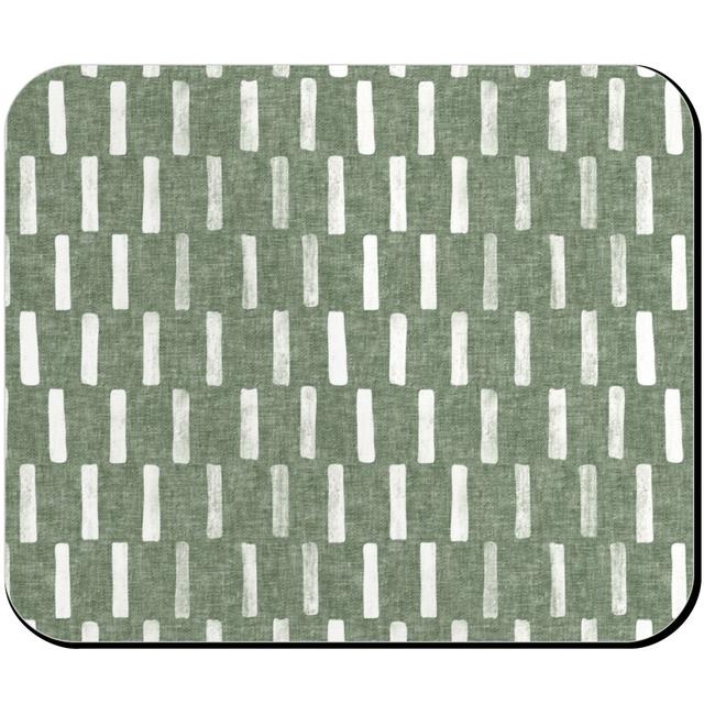 Custom Mouse Pads: Block Print Dash - Sage, Green, Classic Green