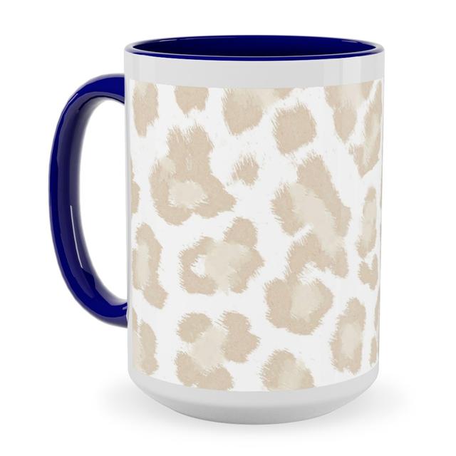 Blue Photo Mugs: Natural Leopard - Beige Ceramic Mug, Blue, 15oz, Beige, Pearl