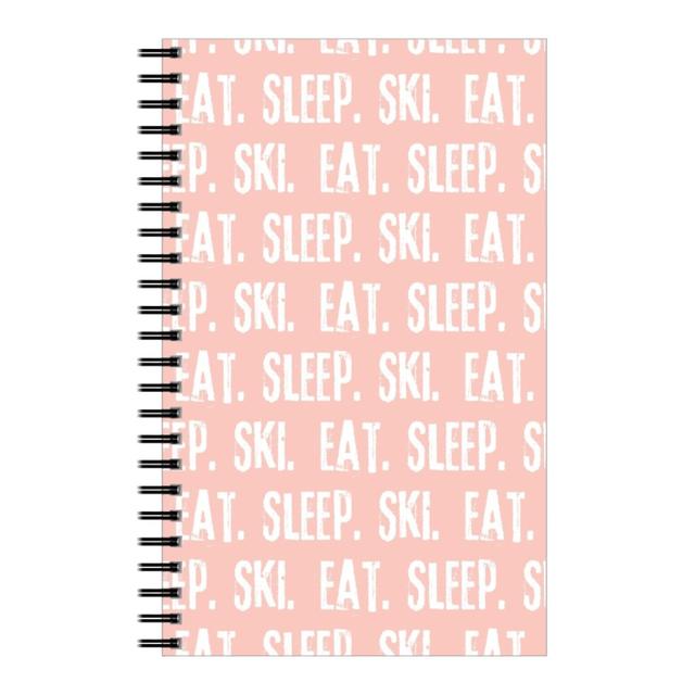 Personalized Notebooks: Eat Sleep Ski, 5x8, Pink, Tea Rose