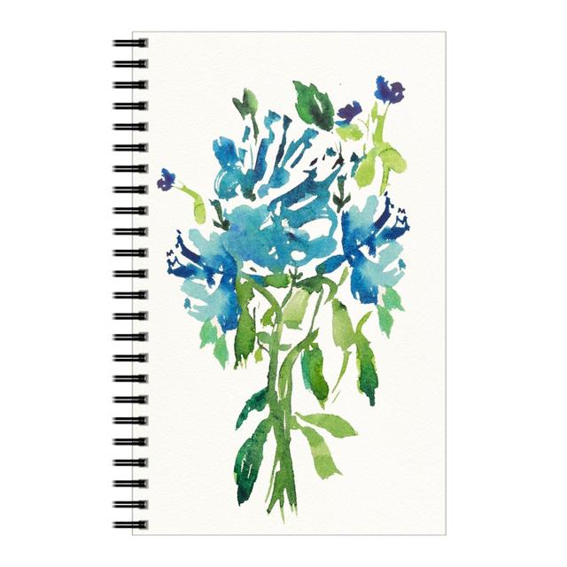 Personalized Notebooks: Watercolor Florals - Blue, 5x8, Blue, True Blue