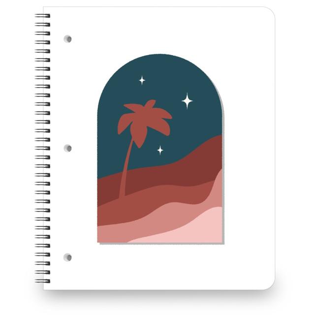 Personalized Notebooks: Abstract Landscape in Window With Tree, 8.5x11, Multicolor, Mauve