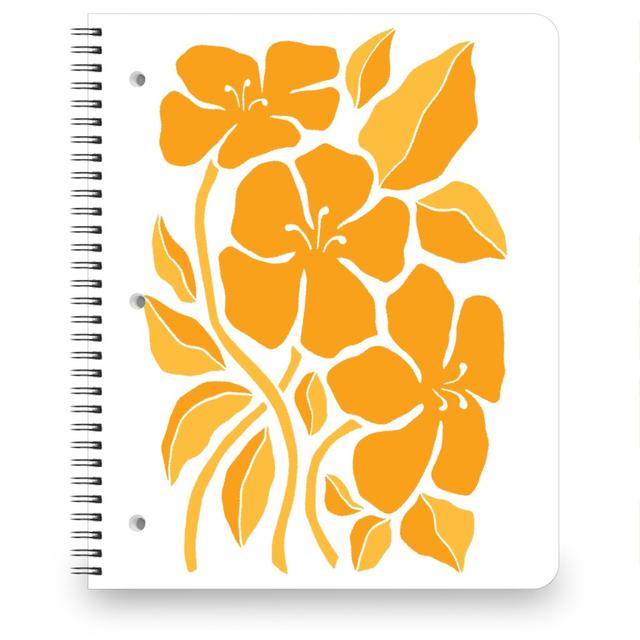Personalized Notebooks: Minimalist Block Hibiscus Floral - Yellow, 8.5x11, Orange