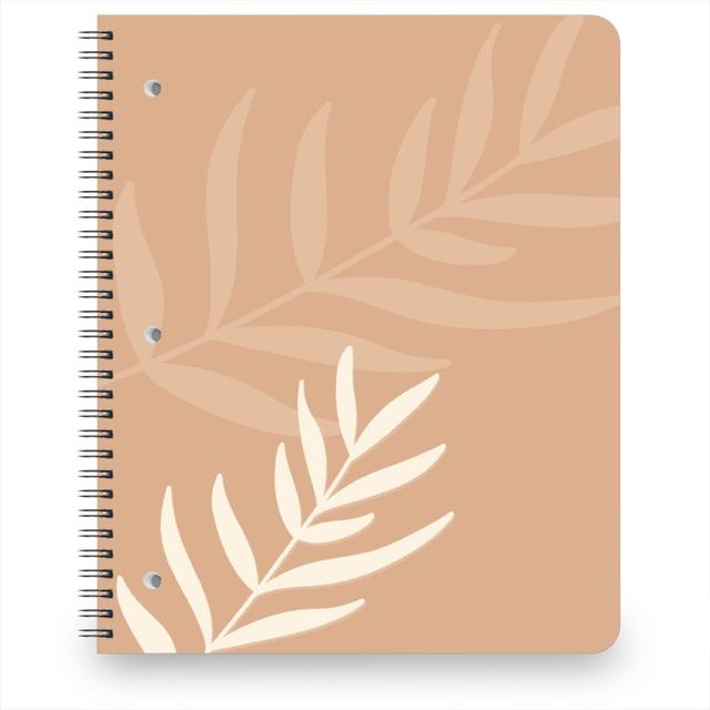 Personalized Notebooks: Fern Leaves in Neutral Earth Tones, 8.5x11, Orange, Tan