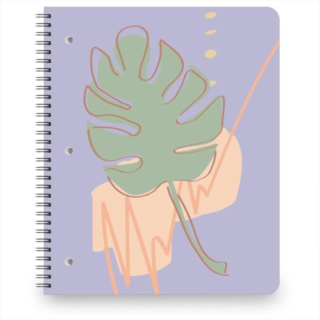 Personalized Notebooks: Modern Monstera Leaf - Purple and Green, 8.5x11, Purple