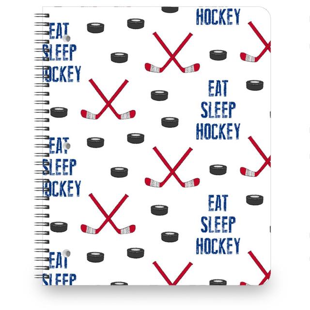 Personalized Notebooks: Eat Sleep Hockey - Red and Blue, 8.5x11, Multicolor