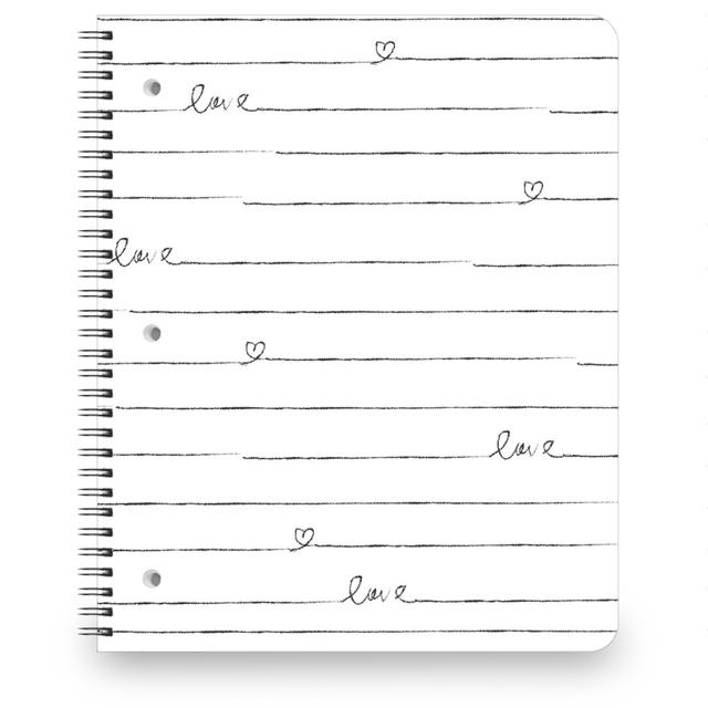 Personalized Notebooks: Love Note - Stripes - Black and White, 8.5x11, White