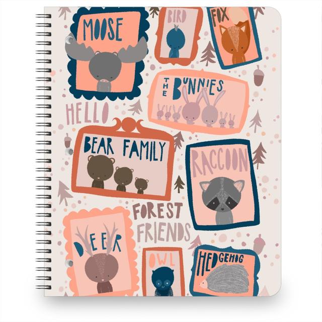 Personalized Notebooks: Woodland Forest Friends Portraits, 8.5x11, Pink, Bright Pink
