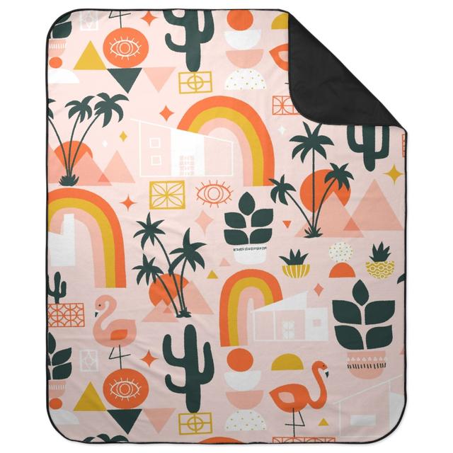 Picnic Blankets: Mod Art Sunset - Pink Picnic Blanket, Pink, Bright Pink