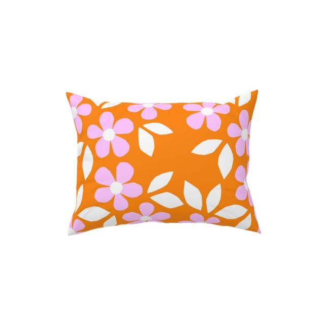 Woven Pillows: Bloom Happy Floral - Multi, Beige, 12x16, Single Sided, Pink, Bright Pink