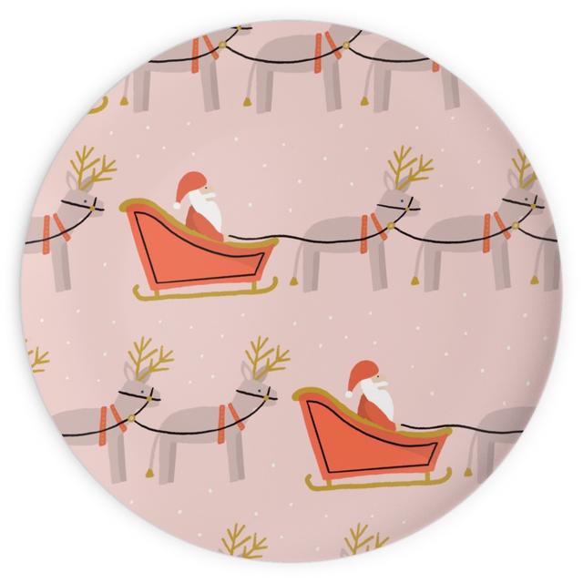 Plates: Santa Claus, 10x10, Pink, Ballet Slipper