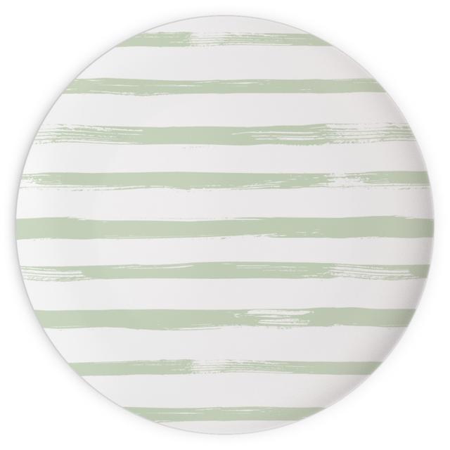 Plates: Sage and White Stripes, 10x10, Green, Classic Green
