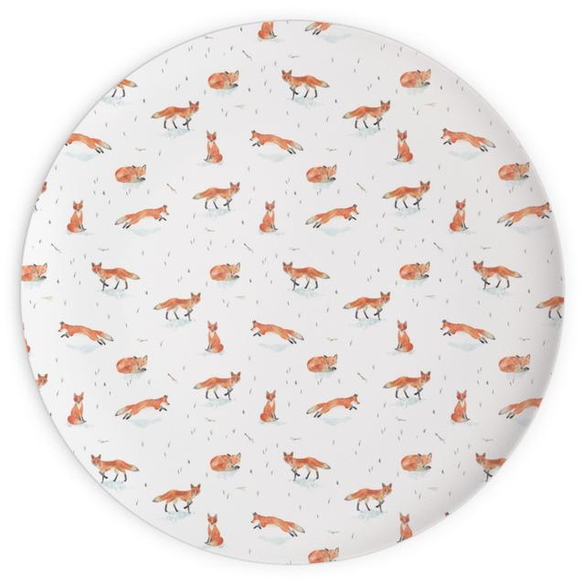 Plates: Winter Fox - White, 10x10, Orange