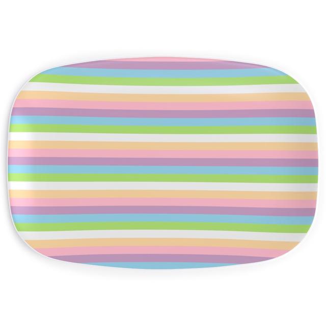 Serving Platters: Multi Colored Stripes - Pastel