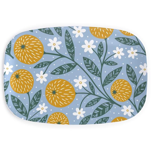 Serving Platters: Orange Trees - Blue, True Blue