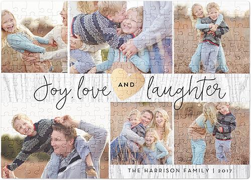 Custom Photo Puzzles: Joy Love Laughter, 252 Pieces, White