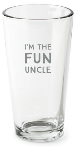 Etched Pint Glass: Fun Uncle, Set of 1, White