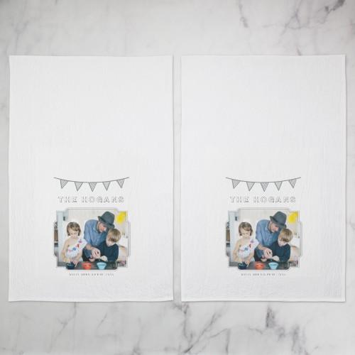 Tea Towels: Hand Drawn Bunting, Set of 2, Gray