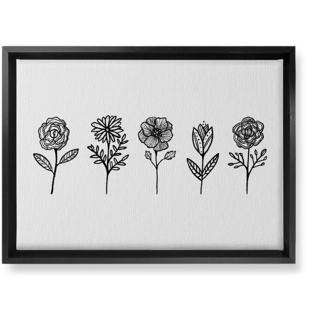 Framed Canvas Prints: Floral Studies - Black and White, Black Frame, 10x14, White