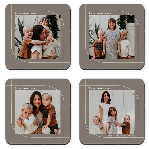 Photo Coasters: Rounded Mod Border, Set of 4, Gray, ash
