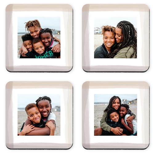 Photo Coasters: Watercolor Border, Set of 4, White