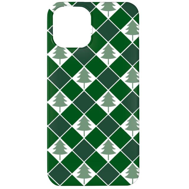 Custom iPhone 11 Cases: Christmas Tree Checkers - Green, Silicone Liner Case, Matte Finish, Green, Classic Green
