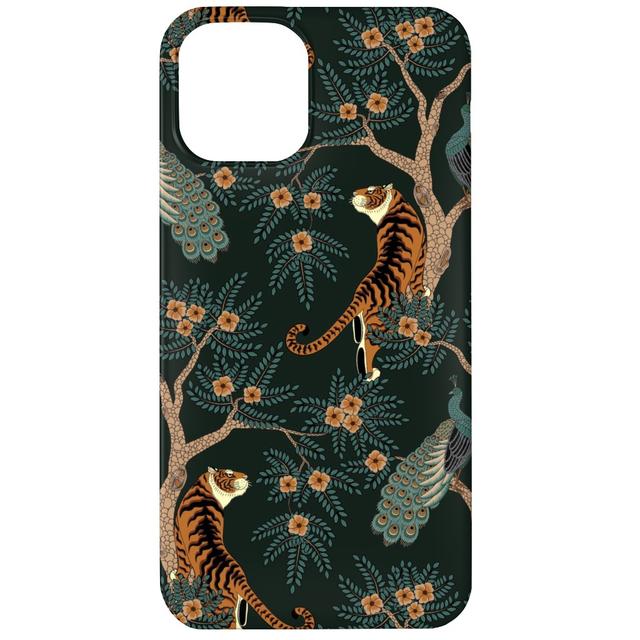 Custom iPhone 11 Cases: Tiger & Peacock on Black, Slim Case, Matte Finish, Black