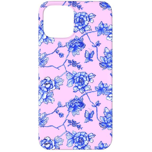 Custom iPhone 12 Pro Cases: Chinoiserie Floral - Blush, Silicone Liner Case, Matte Finish, Pink, Bright Pink