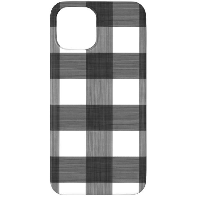 Custom iPhone 12 Pro Cases: Cross Hatch Plaid, Slim Case, Matte Finish, Black, Metal