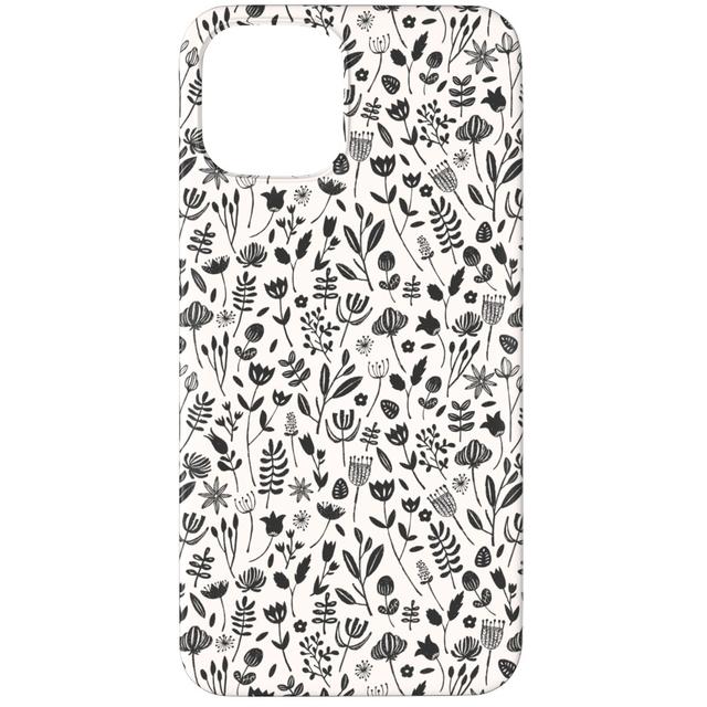 Custom iPhone 12 Pro Cases: Folk Botanical Print - Neutral, Slim Case, Matte Finish, Beige, Pearl