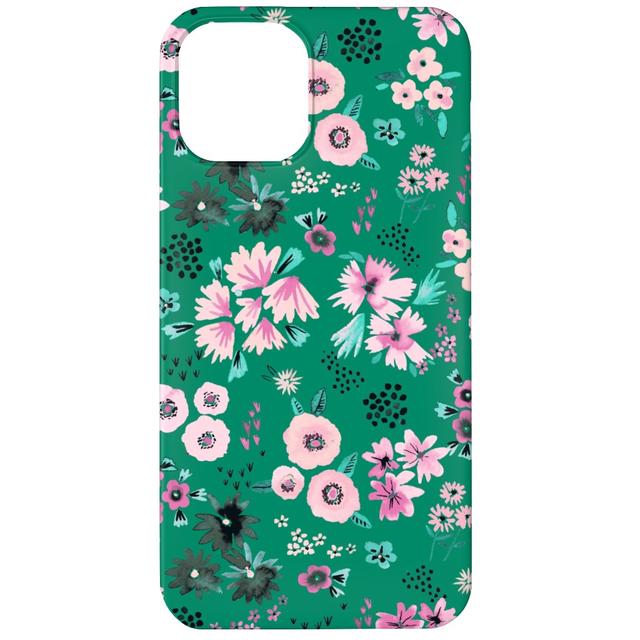 Custom iPhone 12 Cases: Artful Little Flowers - Green, Silicone Liner Case, Matte Finish, Green, Classic Green