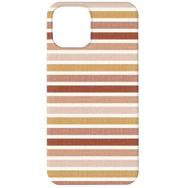 Custom iPhone 12 Cases: Retro Stripes - Pink on Faux Linen, Silicone Liner Case, Matte Finish, Pink, Bright Pink