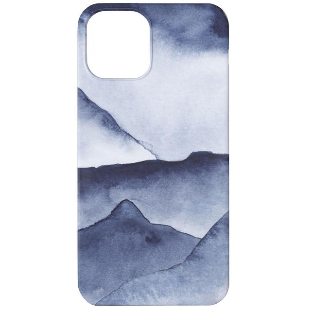 Custom iPhone 12 Cases: Watercolor Mountains - Blue, Silicone Liner Case, Matte Finish, Blue, True Blue