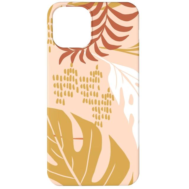 Custom iPhone 12 Cases: Paradiso - Tropical Palm Fronds - Golden Blush, Slim Case, Matte Finish, Pink, Bright Pink