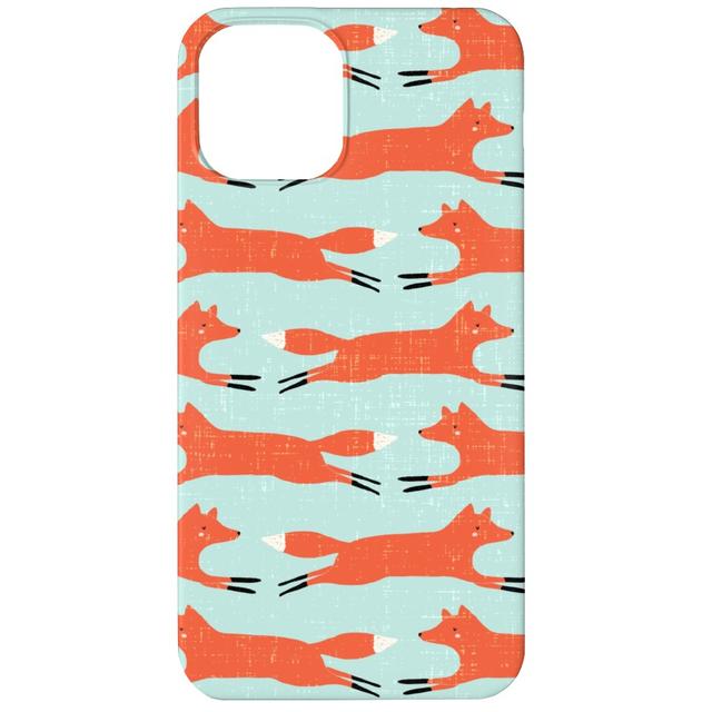 Custom iPhone 12 Cases: Little Orange Fox - Orange and Green, Slim Case, Matte Finish, Orange