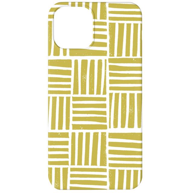 Custom iPhone 12 Cases: Thatch Stripe Grid - Yellow, Slim Case, Matte Finish, Yellow, Classic Yellow