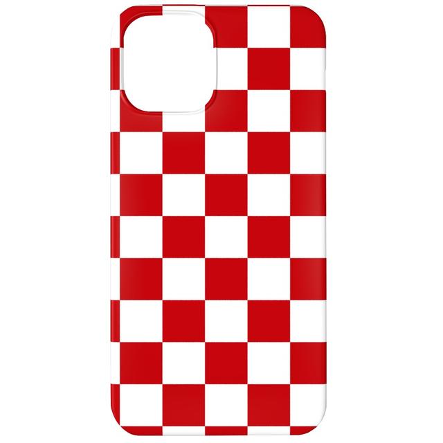 Custom iPhone 12 Cases: Checkerboard - Red and White, Slim Case, Matte Finish, Red