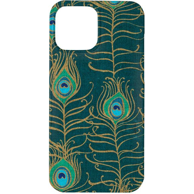 Custom iPhone 13 Pro Cases: Peacock Feather Nouveau - Emerald, Slim Case, Matte Finish, Green, Classic Green