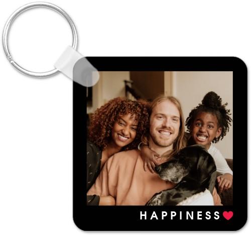 Square Key Chains: Modern Happiness Heart, Black