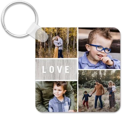 Square Key Chains: Texture Grid Love, Gray, smoke