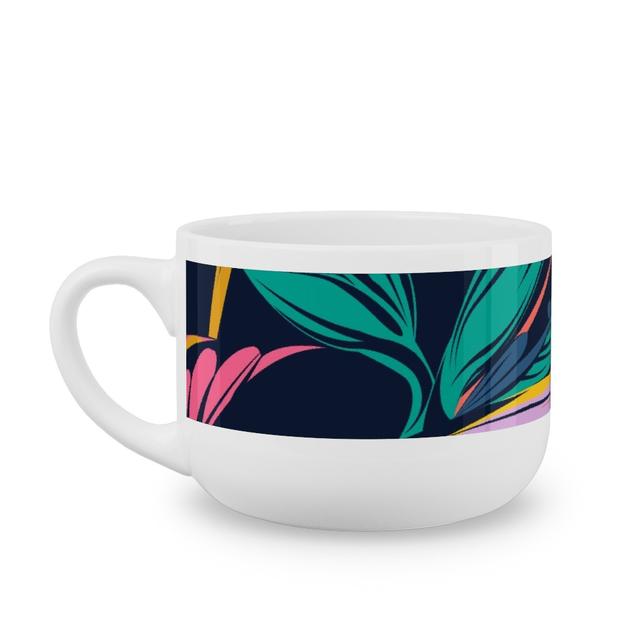 White Latte Mugs: Electric Paradise Latte Mug, White, 25oz, Multicolor