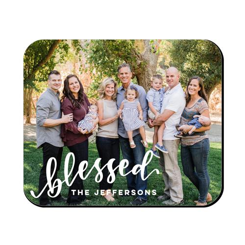 Custom Mouse Pads: Bold Blessed Script, White
