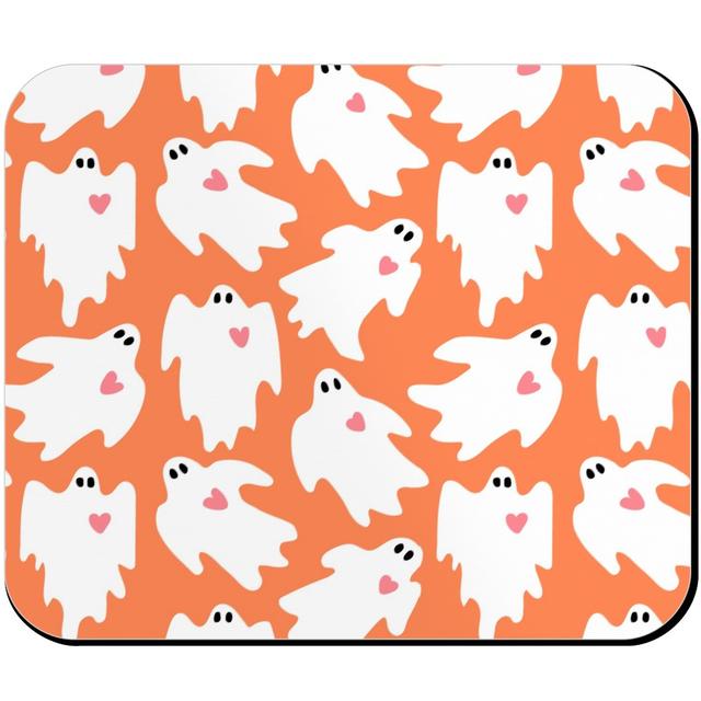 Mouse Pads: Halloween Ghosts With Hearts - Orange