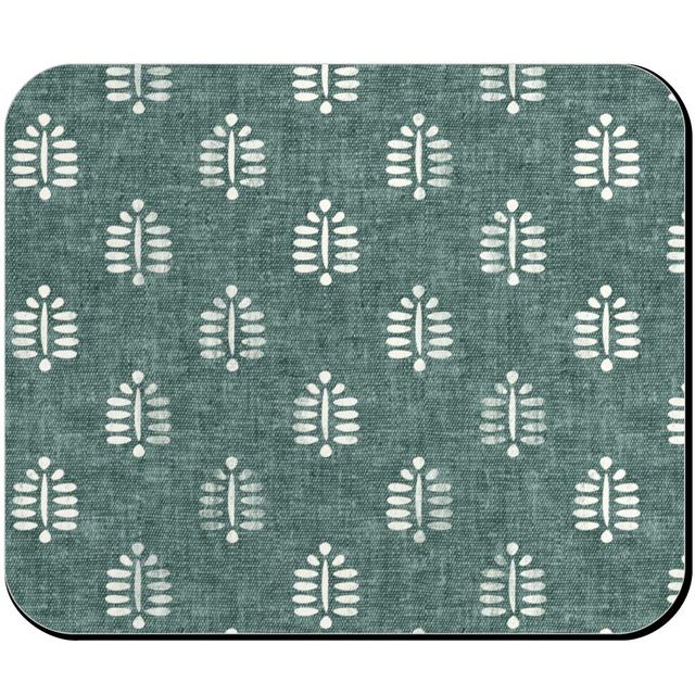 Custom Mouse Pads: Block Print Fern on Dark Jade, Green, Classic Green